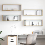 vidaXL Stenske police kockaste 4 kosi sonoma hrast 80x15x26,5 cm