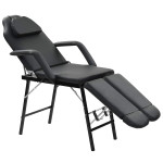 vidaXL Prenosni kozmetični stol iz umetnega usnja 185x78x76 cm črn