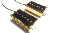 Q pickups Humbucker Sized P90s Set GOLD COVER BLACK FOIL PAF Gibson
