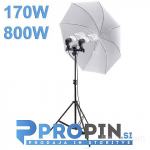 Foto studio dežnik 110cm - 170W (800W)