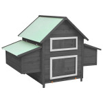 vidaXL Kokošnjak siv in bel 150x96x110 cm trdna borovina
