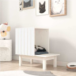 vidaXL Mačja hiška bela 60x36x60 cm trdna borovina