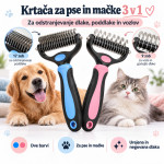 Krtača za pse in mačke 3 v 1 za odstranjevanje poddlake NAJNIŽJA CENA*