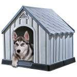 vidaXL Pasja uta siva 92x87x91 cm plastika