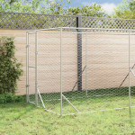 vidaXL Zunanja pasja ograda s streho srebrna 2x6x2,5 m pocinkano jeklo