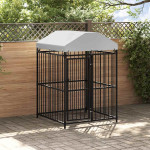 vidaXL Zunanji pasji boks s streho 120x120x150 cm