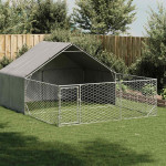 vidaXL Zunanji pasji boks z izpustom 4x3x1,9 m pocinkano jeklo