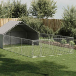 vidaXL Zunanji pasji boks z izpustom 7x3x1,9 m pocinkano jeklo