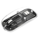 Brezžična miška MANHATTAN, USB-A, 4 gumbi, RGB LED, črna, prozorna