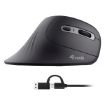 Ergonomska miška Equip USB-A/-C, desna, 1,80 m, črna