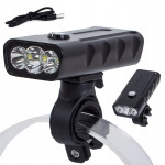 Alu. LED CREE XM-L T6x3 kolesarska luč IPX5 črna USB 7500K