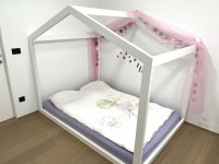 Montessori house bed - posteljni okvir v obliki hiške 140x200cm