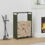 vidaXL Stojalo za drva olivno zelena 60x28x90 cm hladno valjano jeklo
