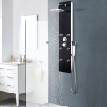 vidaXL Panelna enota za tuš steklo 25x44,6x130 cm črna