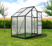 Antracit aluminijasti rastlinjak Flora 2,51 m² - 132 x 192 x 202 cm