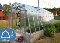 Rastlinjak GLAS PLUS - steklo 4mm - širina 3,03m + žleb + dostava