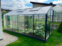 Rastlinjak SANUS HYBRID XL - širina 2,9 m - steklene stene - PC streha