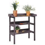 vidaXL Miza za rastline s policami siva 78x38x82,5 cm trden les jelke