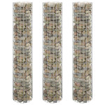vidaXL Okrogle visoke grede gabion 3 kosi pocinkano jeklo Ø30x150 cm