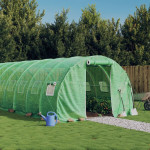 vidaXL Rastlinjak z jeklenim ogrodjem zelen 30 m² 10x3x2 m