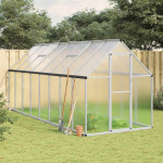 vidaXL Rastlinjak z okvirjem srebrn 445x169x195 cm aluminij