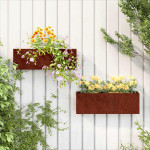 vidaXL Stensko cvetlično korito 2 kosa rjasto corten jeklo 53x10x17 cm