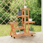 vidaXL Stojalo za rastline s kolesi 95x25x101 cm trden les jelke