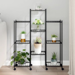 vidaXL Stojalo za rože s kolesi 83x25x103,5 cm črno železo
