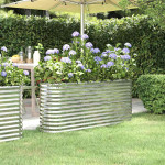 vidaXL Visoka greda iz cinkanega jekla 152x40x68 cm srebrna