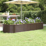 vidaXL Visoka greda iz cinkanega jekla 224x80x36 cm rjava