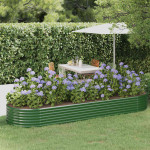 vidaXL Visoka greda iz cinkanega jekla 322x100x36 cm zelena