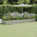 vidaXL Visoka greda iz cinkanega jekla 373x140x36 cm srebrna