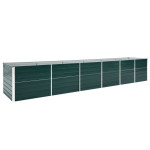 vidaXL Visoka greda pocinkano jeklo 480x80x77 cm zelena