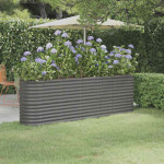 vidaXL Visoka greda iz cinkanega jekla 224x40x68 cm siva