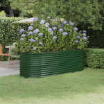 vidaXL Visoka greda iz cinkanega jekla 224x80x68 cm zelena