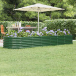 vidaXL Visoka greda iz cinkanega jekla 296x80x36 cm zelena