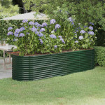 vidaXL Visoka greda iz cinkanega jekla 296x80x68 cm zelena