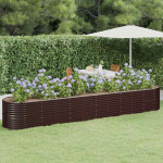 vidaXL Visoka greda iz cinkanega jekla 440x80x68 cm rjava
