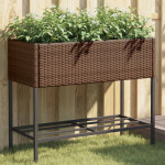 vidaXL Vrtna korita s polico 2 kosa rjava 90x40x75 cm poli ratan