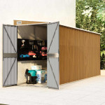 vidaXL Stenska vrtna lopa rjava 118x382x178 cm pocinkano jeklo