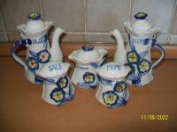 Keramični 5 - delni set za sol, poper, kis, olje in čili