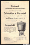 KATALOG IN CENIK SCHNEIDER & VERSTOVŠEK, 1910