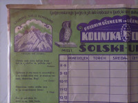 KOLINSKA CIKORIJA - ŠOLSKI URNIK S PODOBAMI, 1930