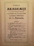 Vabilo k akademiji, sv. Janez Zlatoust, 1908