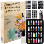 Glitter tattoo set za izdelavo tatujev 186 šablon in bleščice