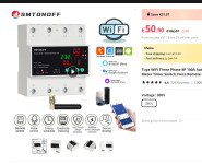 WiFi 3 fazni merilnik napetosti, toka, energije, ....