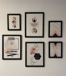 Komplet 6-ih dekorativnih slik v okvirju