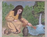 Slika deklica ob vodi