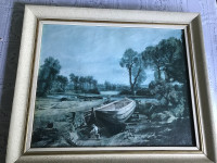 Slika angleškega krajinskega slikarja- tisk pod steklom v lesenem okv