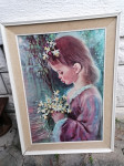 SLIKA barvan lesonit v okvirju brez stekla 57 x 78 cm